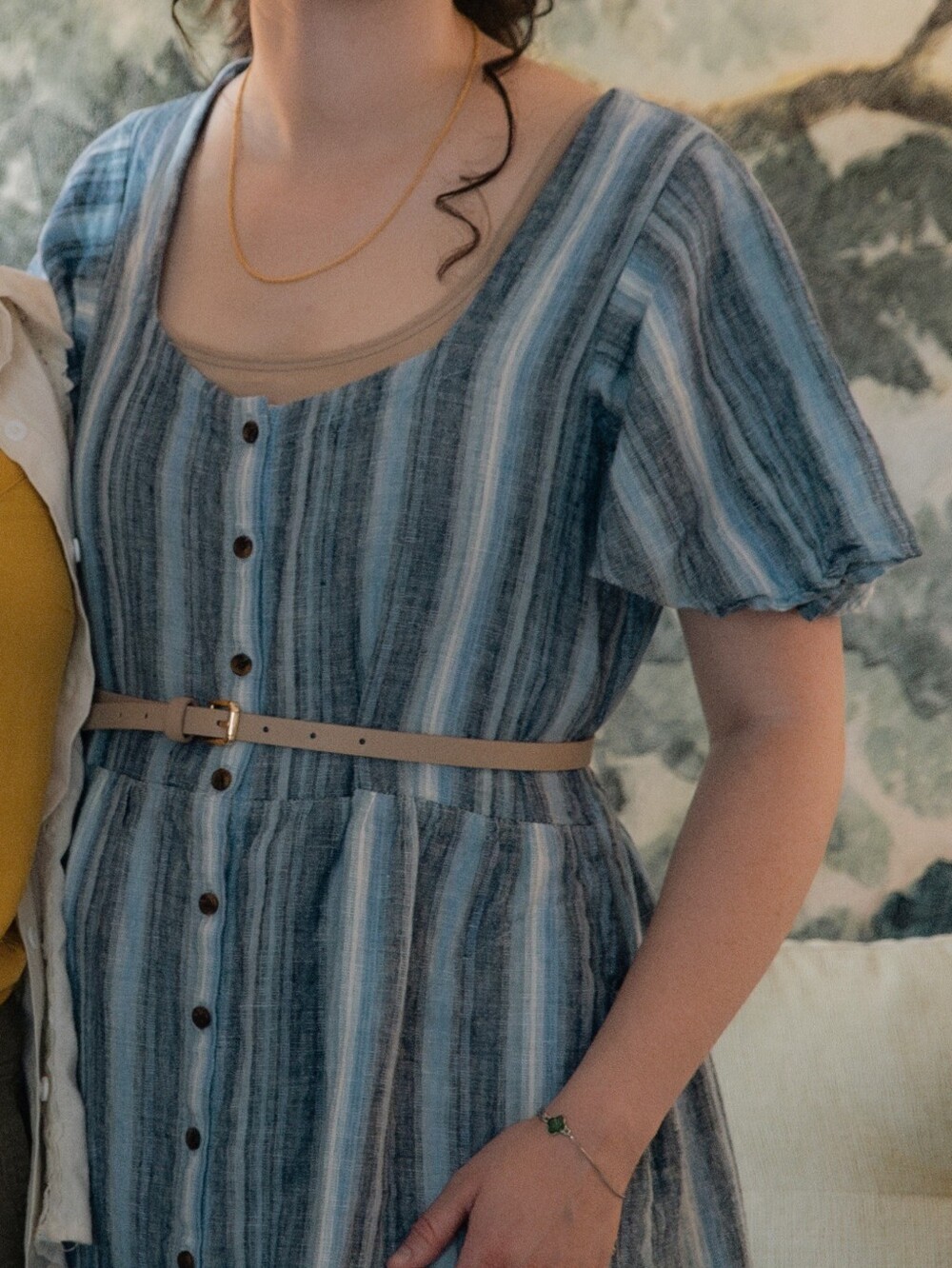 Women’s Blue Striped Button-Front Midi Dress - Lands' End